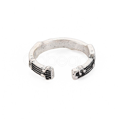 Musical Note Open Cuff Ring RJEW-S038-209-1