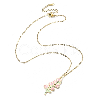 3Pcs 3 Style Alloy Enamel Flower Pendant Necklaces Set with 304 Stainless Steel Chains NJEW-JN04413-1