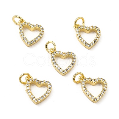 Brass Micro Pave Clear Cubic Zirconia Charms X-KK-E068-VB174-1