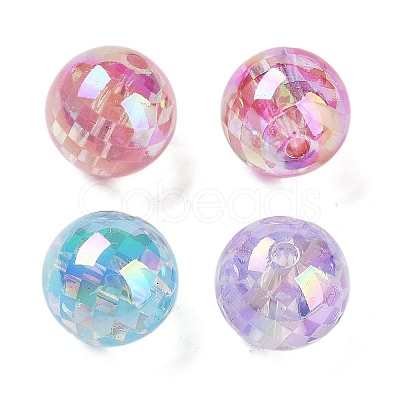 UV Plating Rainbow Iridescent Acrylic Beads OACR-O008-02B-1