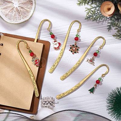 Christmas Theme Alloy  Hook Bookmarks AJEW-JK00334-1