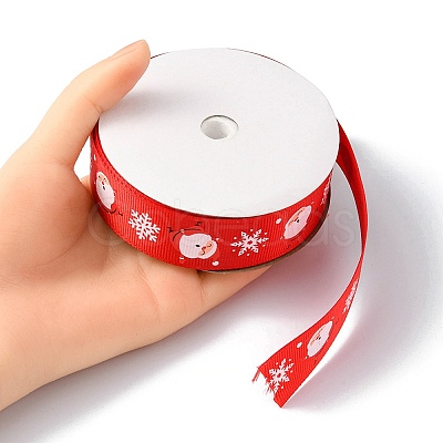 1 Roll Christmas Printed Polyester Grosgrain Ribbons OCOR-YW0001-05C-1