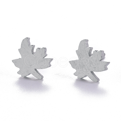 Non-Tarnish Autumn Theme Unisex 304 Stainless Steel Stud Earrings X-EJEW-E254-10P-1