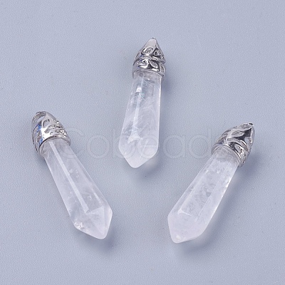 Natural Quartz Crystal Pointed Pendants G-F228-06N-RS-1