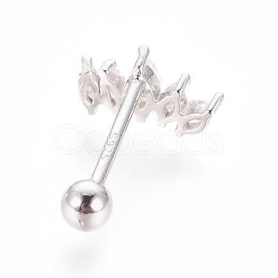 Anti-Tarnish Rhodium Plated 925 Sterling Silver Barbell Cartilage Earrings STER-I018-01P-1