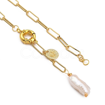 Natural Baroque Pearl Keshi Pearl Lariat Necklaces NJEW-JN03042-1