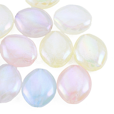 Rainbow Iridescent Plating Acrylic Beads OACR-N010-062-1