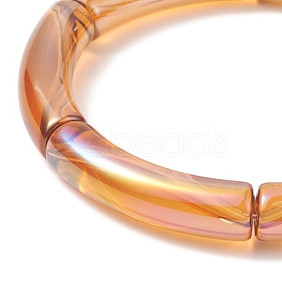 4Pcs 4 Color Acrylic Curved Tube Stretch Bracelets Set for Women BJEW-JB09305-02-1