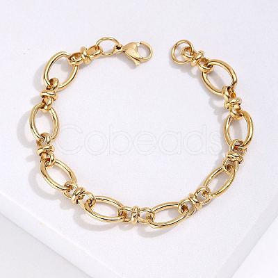 Stainless Steel Oval Link Chain Bracelet KM2112-1-1