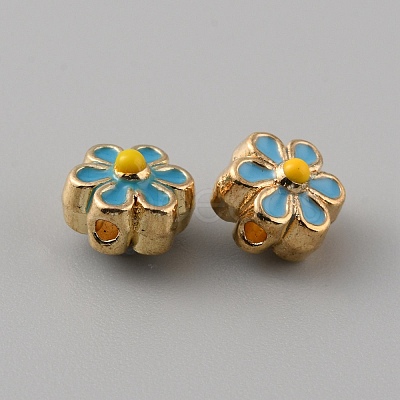 Light Gold Tone Alloy Enamel Beads ENAM-WH0057-43F-1