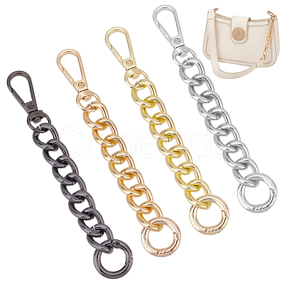 WADORN 4Pcs 4 Colors Alloy Curb Chain Purse Strap Extenders FIND-WR0008-86-1