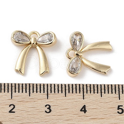 Brass Micro Pave Clear Cubic Zirconia Charms KK-G491-29G-1