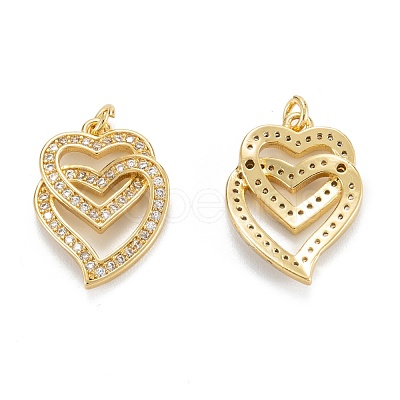 Brass Micro Pave Clear Cubic Zirconia Pendants ZIRC-M115-29G-1