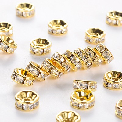 Brass Grade A Rhinestone Spacer Beads RSB038NF-01G-1