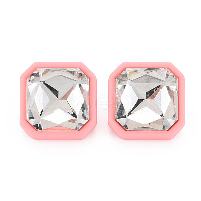 Crystal Rhinestone Square Stud Earrings with 925 Sterling Silver Pins for Women MACR-S275-039B-1