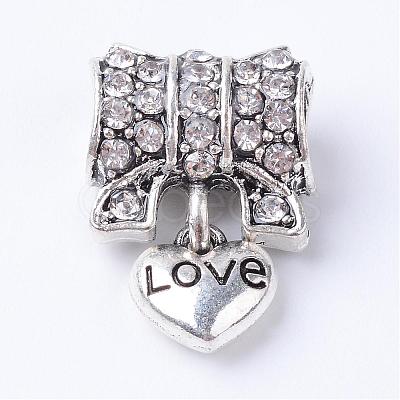 Alloy Rhinestone European Dangle Charms MPDL-S043-03-1