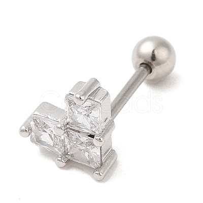 Brass Micro Pave Clear Cubic Zirconia Stud Earrings EJEW-L265-07P-1