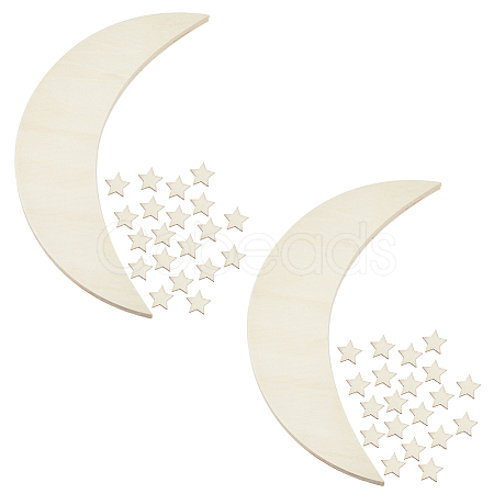 DIY Wood Moon & Star Wall Decoration Painting Kit FIND-WH0117-71-1