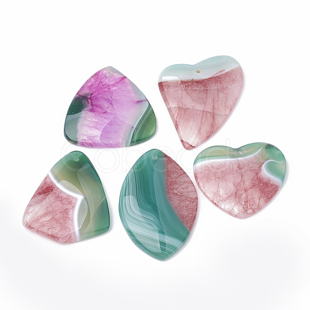 Dyed Natural Crackle Agate Pendants G-S330-05-1