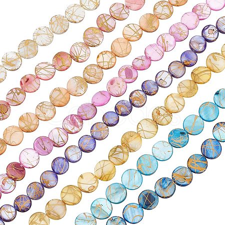 CHGCRAFT 7 strands 7 colors Drawbench Freshwater Shell Beads Strands SHEL-CA0001-010-1