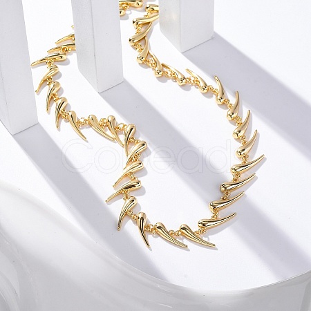 Rack Plating Brass Teardrop Link Chain Necklaces for Women NJEW-C064-01G-1