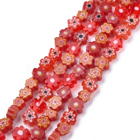 Handmade Millefiori Glass Bead Strands LAMP-J035-6mm-07-1