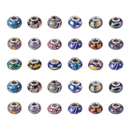 34Pcs 17 Colors Handmade Polymer Clay European Beads CLAY-SZ0001-52-1