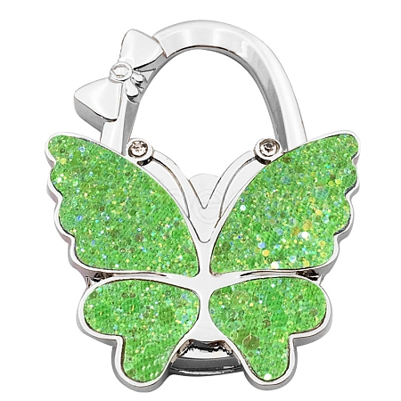 Glitter Butterfly Zinc Alloy Crystal Rhinestone Bag Hanger BAGH-F001-A15-1