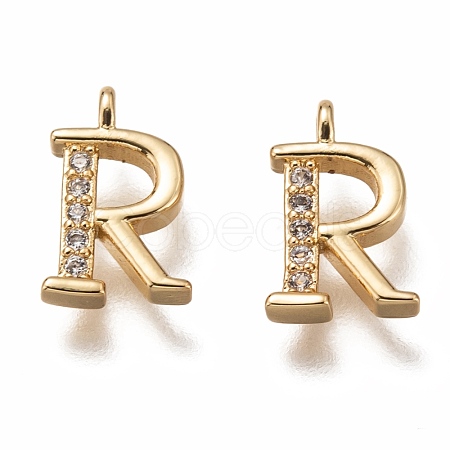 Brass Micro Pave Clear Cubic Zirconia Charms ZIRC-B002-39G-R-1