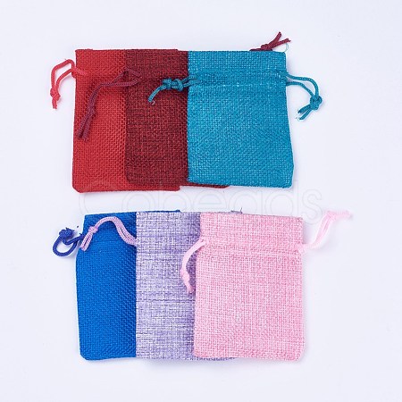 6 Colors Burlap Packing Pouches Drawstring Bags ABAG-X0001-06-1