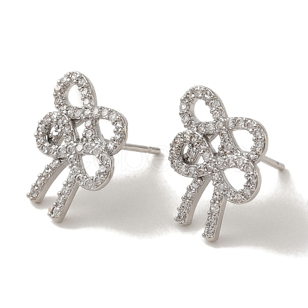 Rack Plating Brass Micro Pave Cubic Zirconia Studs Earrings EJEW-R162-21P-1