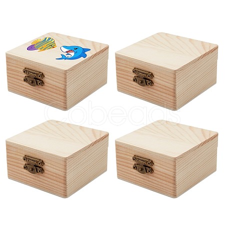 Unfinished Pine Wood Jewelry Box CON-WH0072-12-1