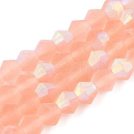 Imitate Austrian Crystal Bicone Frosted Glass Beads Strands EGLA-A039-T4mm-MB15-1