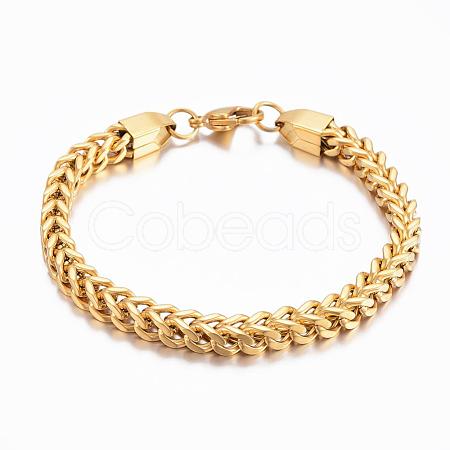 304 Stainless Steel Wheat Chain Bracelets BJEW-H508-06G-1