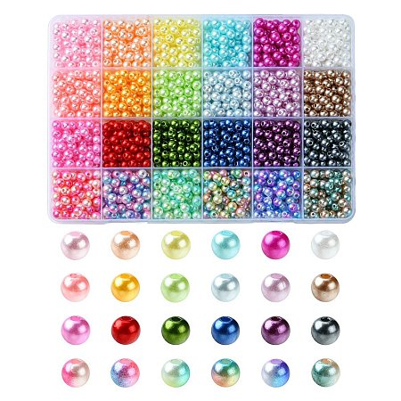 24Colors ABS Plastic Imitation Pearl Beads OACR-YW0001-74-1