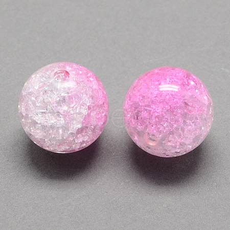 Two Tone Transparent Crackle Acrylic Beads X-CACR-R009-12mm-06-1