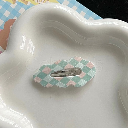 Cloud Shape Sweet Cute Plaid Hair Clip PW-WG20423-04-1