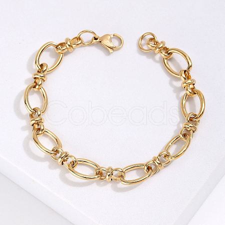 Stainless Steel Oval Link Chain Bracelet KM2112-1-1