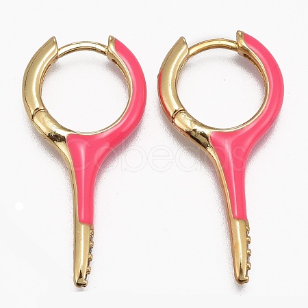 Brass Micro Pave Clear Cubic Zirconia Huggie Hoop Earrings EJEW-L231-60A-1