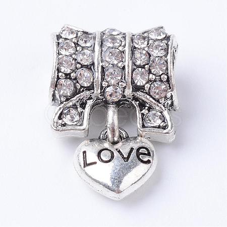 Alloy Rhinestone European Dangle Charms MPDL-S043-03-1