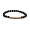 6MM Natural Lava Rock Beaded Bracelets, Tube Brass Micro Pave Cubic Zirconia Stretch Bracelets