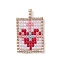 Handmade MIYUKI Round Rocailles Seed Beads, Loom Pattern, Rectangle Pendants, Red, 26.5x16x3mm, Hole: 2mm