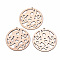 Undyed Natural Hollow Wooden Big Pendants, Laser Cut Shapes, Donut with Heart, Antique White, 61.5x59.5x2mm, Hole: 1.8mm