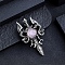 Natural Rose Quartz Faceted Pendants, Alloy Dragon Sword Gems Charms, Antique Silver, 48x30mm