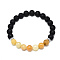 Natural Topaz Jade Beads Stretch Bracelets, with Synthetic Lava Rock Beads and Alloy Beads, Round, Inner Diameter: 2-1/8 inch(5.5cm), Beads: 8.5mm