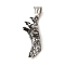 304 Stainless Steel Pendants, Animal Claw Charm, Antique Silver, 41.5x16.5x16.5mm, Hole: 8.5x4mm