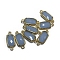 Rectangle Faceted Lampwork Connector Charms, Golden Plated Brass Links, Light Steel Blue, 8x18x4mm, Hole: 1.8mm