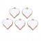 Alloy Enamel Pendants, Cadmium Free & Nickel Free & Lead Free, Light Gold, Heart, White, 17x16x3mm, Hole: 1.6mm