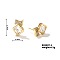 Shiny Copper Earrings with Zircon Stones, Fashionable and Elegant Stud Earrings for Women, Rhombus, Golden, 17x12mm