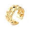 Heart Double Layer Brass Open Cuff Rings for Women, Golden, 11.5mm, Adjustable
